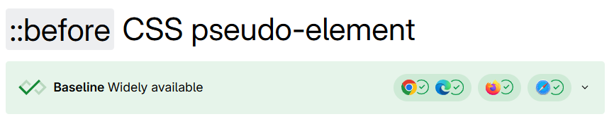 Screenshot of the Baseline availability shown on an MDN page.